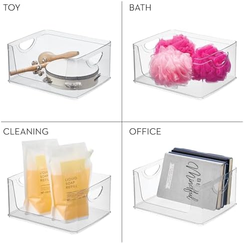 iDesign Stackable Open-Front Storage Bins with Handles, Set of 4, Clear - Image 7