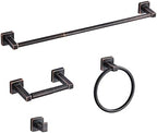 Bathroom Hardware Set 4 Pieces,Oil Rubbed Bronze Bathroom Accessories Set Stainless Steel Wall Mounted, Hand Towel Bar, Towel Ring, Robe Towel Hooks,Toilet Paper Holder,Towel Bar Set, 23.6 Inch by bluebyrne