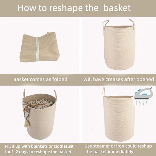 XUANGUO Cotton Rope Laundry Basket Hamper for Clothes Large Oatmeal - Image 7