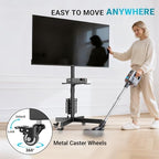 BONTEC Rolling TV Stand with Pegboard Storage for 32–65 Inch TVs, Black - Image 3
