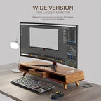 Tinamo Acacia Monitor Stand with Drawer, Multi-Purpose Storage (Patented) - Image 3