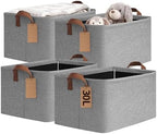 CHICVITA 4 Pack Large Fabric Storage Baskets for Shelves, 30L Gray by CHICVITA