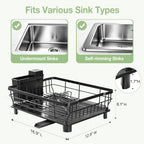 Hiviweer Dish Drying Rack for Kitchen Counter,16.9"L x 12.8"W x 6.1"H,Black - Image 5