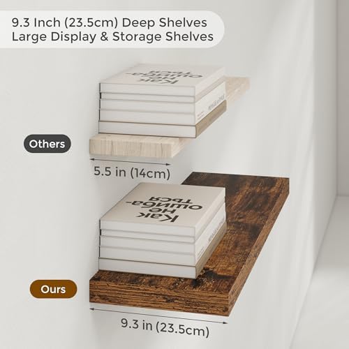 Floating Shelves for Wall, 16 in Rustic Wooden Wall Shelves - Image 4
