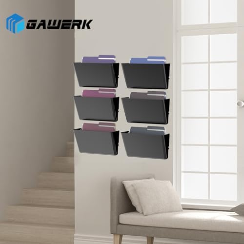 Gawerk Clear Acrylic Single Pocket, Plastic Hanging Wall Mount File Holder for Office Home (Black, 6 Pack) - Image 6