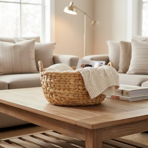 Set of 3 Wicker Storage Baskets for Organizing - Woven Decorative Baskets with Handles - Organizers for Bathroom, Kitchen, and Shelves (Natural) - Image 2