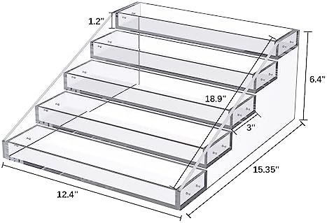 PMMASTO Wide Clear Acrylic Spice Rack for Countertops- 5 Tier - Image 4