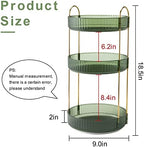 INVSSENE 360° Rotating Makeup Organizer, Bathroom Make Up Spinning Holder Rack, Large Capacity Cosmetics Storage Vanity Shelf Countertop, Fits Cosmetics, Perfume, Skincare(3 Tiers, Green) - Image 3