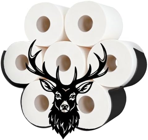 Deer Toilet Paper Holder Wall Mount/Stand for Extra 8 Rolls by WHIMSTITCH