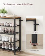 VASAGLE 5-Tier Shoe Rack, 16-20 Pairs, Metal Mesh - Image 6