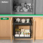 REALINN 2 Tier Pull Out Cabinet Organizer, 21 inch Depth Slide Out Shelves - Image 4