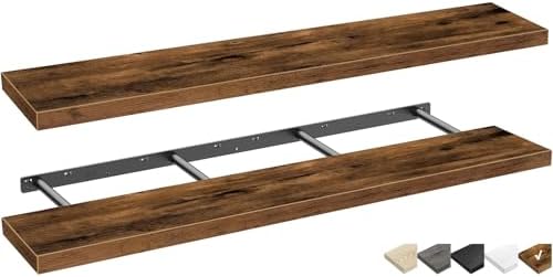 QEEIG Extra Long Floating Shelves for Wall (Brown, Set of 2, 55.1") by QEEIG