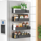 HuggieGems Metal Magnetic Spice Rack for Refrigerator Dark Gray, 4 Pack by HuggieGems
