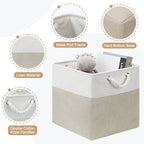 13x13 Storage Cube Bins 4Pack,Collapsible Cube Storage Organizer for Closet, Fabric Storage Box w/ Rope Handles, Foldable Storage Baskets for Shelves, Clothes,Closet Organization - White/Coffee - Image 3