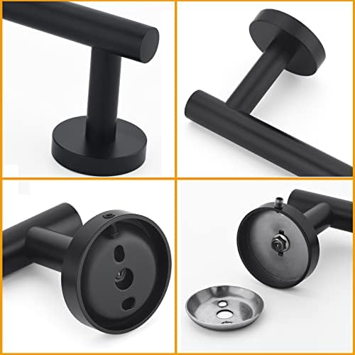 Towel Bar for Bathroom Matte Black, 27Inch Towel Rack Wall Mounted, Thicken Round Bath Towel Holder Rod SUS304 Stainless Steel, Heavy Duty Dish Cloths Hanger for Bathroom, Kitchen - Image 7