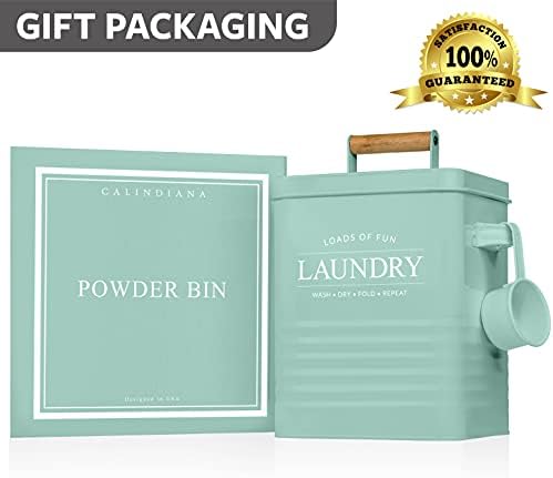 Calindiana Modern Farmhouse Metal Soap Dispenser with Scoop for Laundry Room Decor and Organization, Mint - Image 7