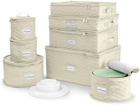 Sorbus China Storage Containers, Dinnerware Storage Set (8 Piece, Beige) by Sorbus