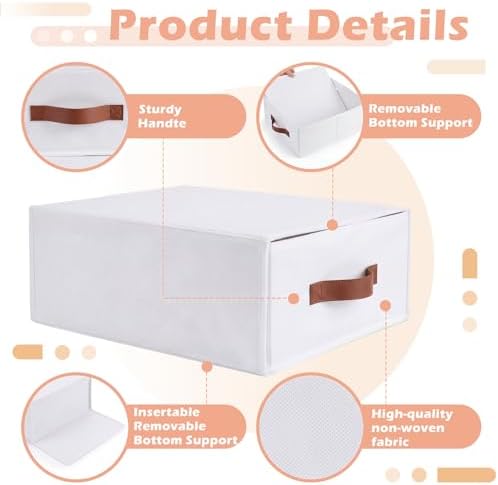 Windyun 4 in 1 Stackable Dorm Under Bed Storage Drawers, White - Image 3