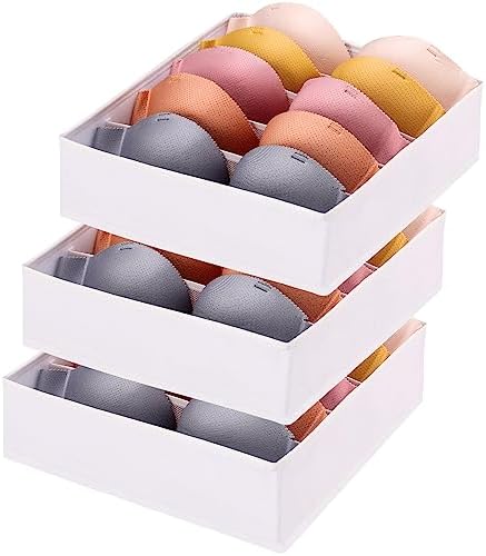Bra Storage Drawers Organizer for Clothing Underwear Drawer Organizer Dividers Foldable Storage Cube Bins for Bra,Socks, Underwear,3 Pack （White） by Unknown