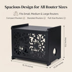 Wooden WiFi Router Hide Box with Cable Management, Decorative Router Box Hider for Modem, Power Strip Cords, Large Router Storage Cabinet, Modern Home Organizer for Living Room & Office (Black) - Image 3