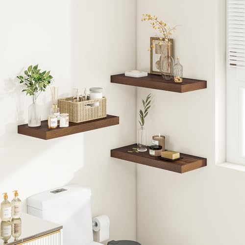 Vivelove 12" Deep Floating Shelves 24x12” Set of 2, Walnut - Image 6
