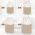 Woven Laundry Basket for Clothes, 50L Large Rectangle Laundry Hampers with Beads Tassel, Nursery Storage Basket for Toys, Tall Dirty Clothes Hamper for Bedroom Aesthetic, Laundry Room Organization - Image 3