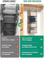 Hanging Closet Organizer, 4 Tier Metal Closet Organizers and Storage with 4 Hanging Hooks 4 S-Hooks for Wardrobe Laundry Room, Wire Storage Shelf for Clothes Sweaters Pants (Black) - Image 5