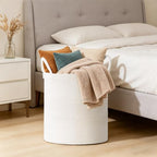 100L Extra Large Tall Cotton Rope Laundry Basket with Handle, White - Image 5