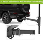 Dolibest 40'' Hitch Mount Umbrella Holder, Portable Hitch Umbrella Holder, Rust-Proof Outdoor Umbrella Stand for Road Trips, Tailgating, Beach & Camping - Fits 1" to 2" Poles, Easy to Assemblem -Black - Image 5