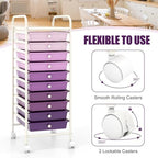 COSTWAY 10-Drawer Rolling Storage Cart, Utility Mobile Trolley - Image 5