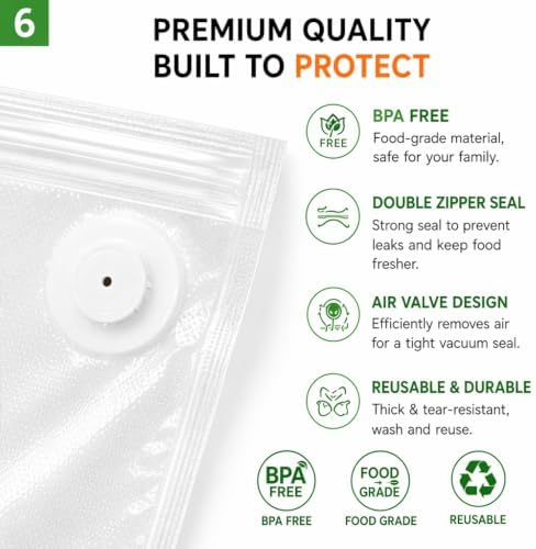 80 Pcs Vacuum Sealer Bags for Food, Reusable BPA-Free Food Storage Bags for Freezer Sous Vide Microwave Heating, Air Valve Zipper Bags (20S+20 M+20 L+20 XL) - Image 7