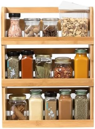 Lipper International 8840 Bamboo 3-Tier Spice Rack, 2.75-inch Depth Accommodates many Types of Spice Jars - Image 2
