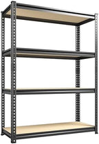 REIBII Storage Shelves Adjustable Metal Shelving 1600LBS Garage Shelves Industrial Metal Shelves 4 Tier Garage Shelving for Warehouse Basement Kitchen Pantry Closet, 11.8" D x 23.6" W x 56.7" H by REIBII