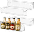 primebox Plastic Food Storage 4 Pack Clear Container Bin with Handles for Organizing Kitchen, Pantry, Refrigerator, Freezer, Pantry, Cabinet, Closet, Bathroom. 20”x6”x5” by primebox