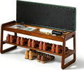 SOBIBO Solid Wood Shoe Rack Bench with Flip-Top Storage, Green, 39.4" by SOBIBO