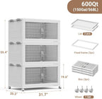 BROVIEW 600Qt Extra Large Stackable Storage Bins with Lid, Closet Organizer Collapsible Drawer Boxes with Wheels, Folding Plastic Cabinet Containers for Home Kitchen Room Organization, 3Pack White - Image 2