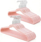 Pink Velvet Hangers 100 Pack, Adult Hangers Anti-Slip Slim Space Saving Hangers with 360° Swivel Hook, 17.5 Inch Clothes Hangers for Coats,Sweater,Jackets,Dresses, Shirts, Suits & T-Shirts by BGRQRIQ