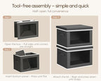 Homsorout Collapsible Storage Bins with Lids - Stackable Storage Containers with Window, 3 Pack Fabric Bins for Closet, Home & Office Organization Baskets, Dark Gray, 14.9" x 9.8" x 9.8" - Image 7