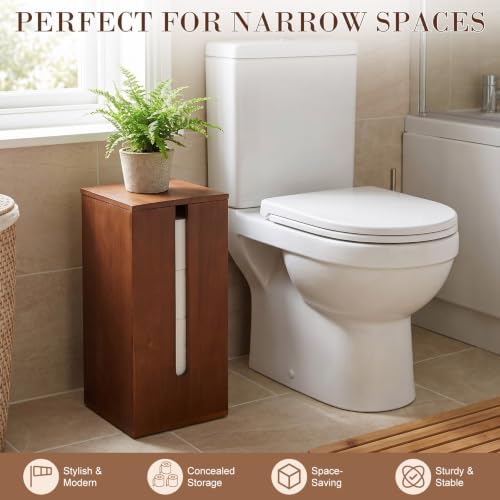 Wooden Toilet Paper Roll Holder, Toilet Paper Stand, Rectangle - Image 3