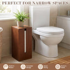 Wooden Toilet Paper Roll Holder, Toilet Paper Stand, Rectangle - Image 3