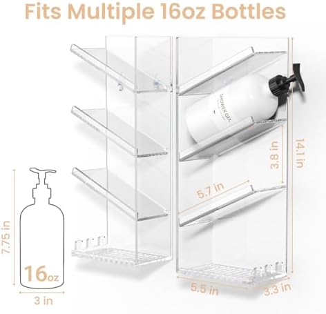 AITEE Acrylic Bathroom Organizer Caddy Shampoo Holder Combination Shelf - Image 6