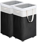 Goodpick 2-Pack Rolling Laundry Basket with Wash Bag, Hamper for Dorm, 75L by Goodpick