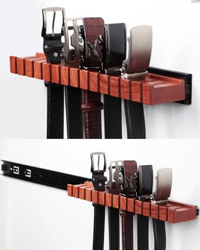 Walnut 14 Belts Organizer with Sliding System by Unknown