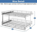 LOVMOR 2 Tier Individual Pull Out Cabinet Organizer 25½" W x 21½" D, Slide Out Kitchen Cabinet Storage Sliding Shelves - Image 3