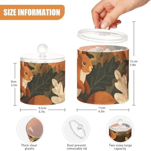 Orange Squirrel Leaves Falling Qtip Holder Waterproof Dustproof Apothecary Jars with Lids For Bathroom Cotton Swabs Makeup Sponges Floss Picks Bath Salts 2 Pack - Image 3