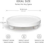 ROSE BLOOM 10" Round Wood Pedestal Stand, Farmhouse Display Riser for Bathroom Vanity, Kitchen Counter & Coffee Bar, Decorative Wooden Tray for Candles, Plants & Home Decor, White - Image 3