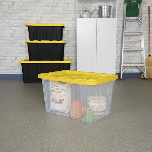 Sterilite Industrial Storage Tote with Lids for Garage, 27 Gallon, 16-Pack - Image 4