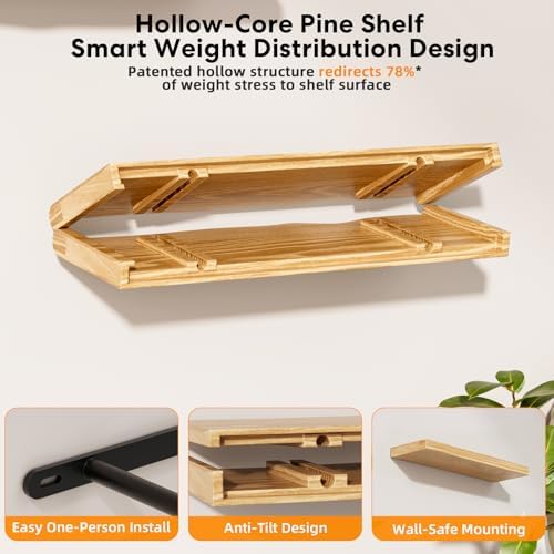 Organic Wavy Edge Floating Shelves,Hidden Brackets,2 Pack 24 in - Image 4