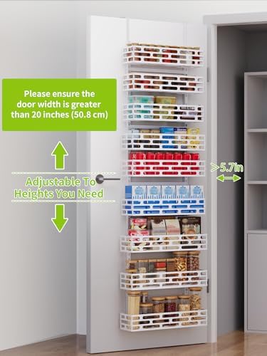 9-Tier Over Door Pantry Rack, Heavy Duty Metal Hanging Storage Organizer for Kitchen, White - Image 3