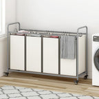 LINZINAR 4 Section Laundry Hamper, Beige Laundry Basket 180L Laundry Sorter - Image 4